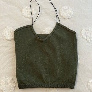 Free People green shimmer crop top.  NWOT. Size XS/S